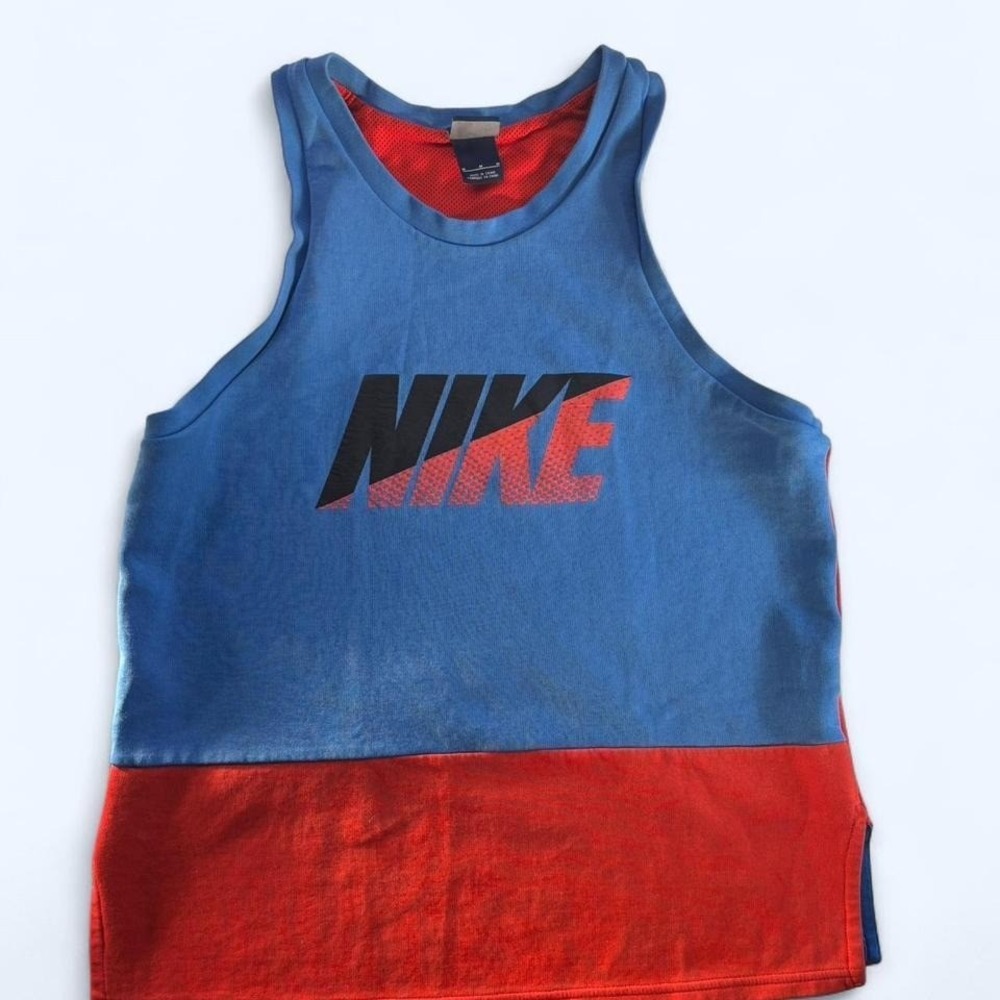Vtg! Nike Advance Fleece Color Block Tank Top Sz M Black Label Reto Basketball